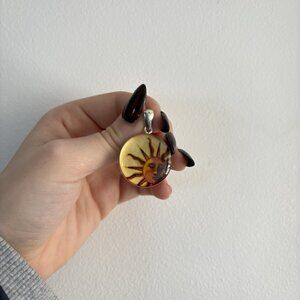 Vintage 90s Y2K Sterling Silver 925 SUN God Pendant Jewelry Hippie Celestial